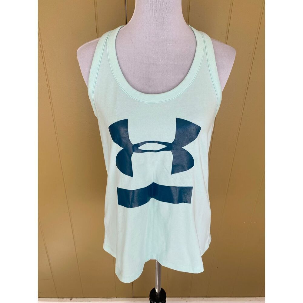 Under Armour women L heat gear loose fit activewear tank top light blue